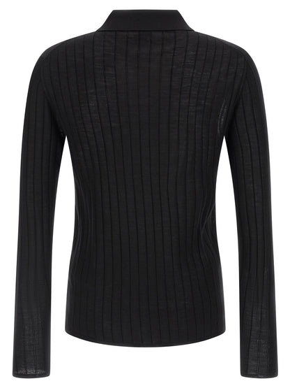 Saint Laurent Black Wool Polo Shirt