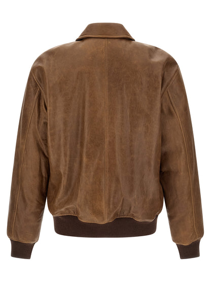 Saint Laurent Brown Lamb Leather Leather Jacket