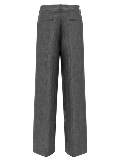 Peserico Gray Linen Casual Pants