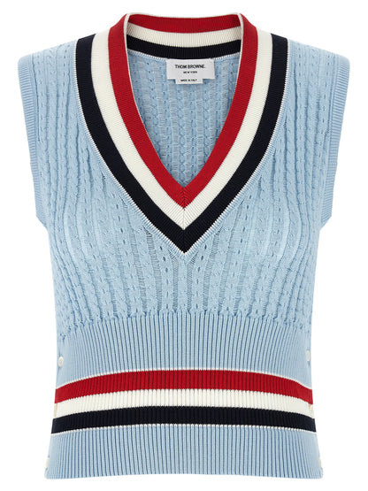 Thom Browne Blue Cotton Sleeveless Jacket