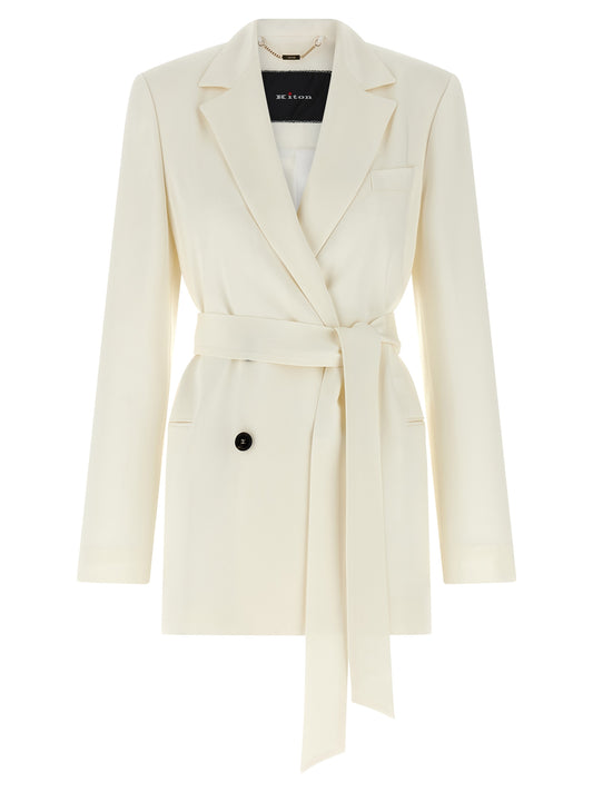 Kiton White Silk Blazer