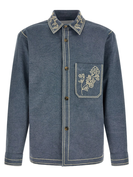 Overshirt by Isabel Marant for men in cotton blue & floral features an polished silhouette, showcasing a sophisticated and detail for a truly polished finish.