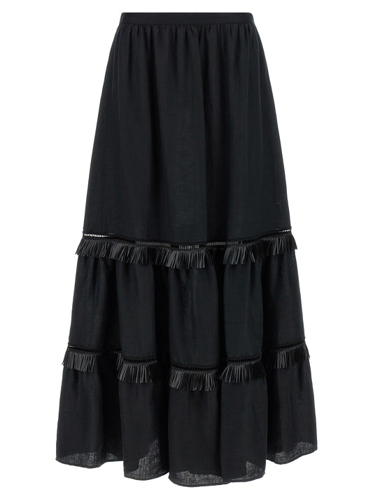 Kiton Black Linen Mini Skirt