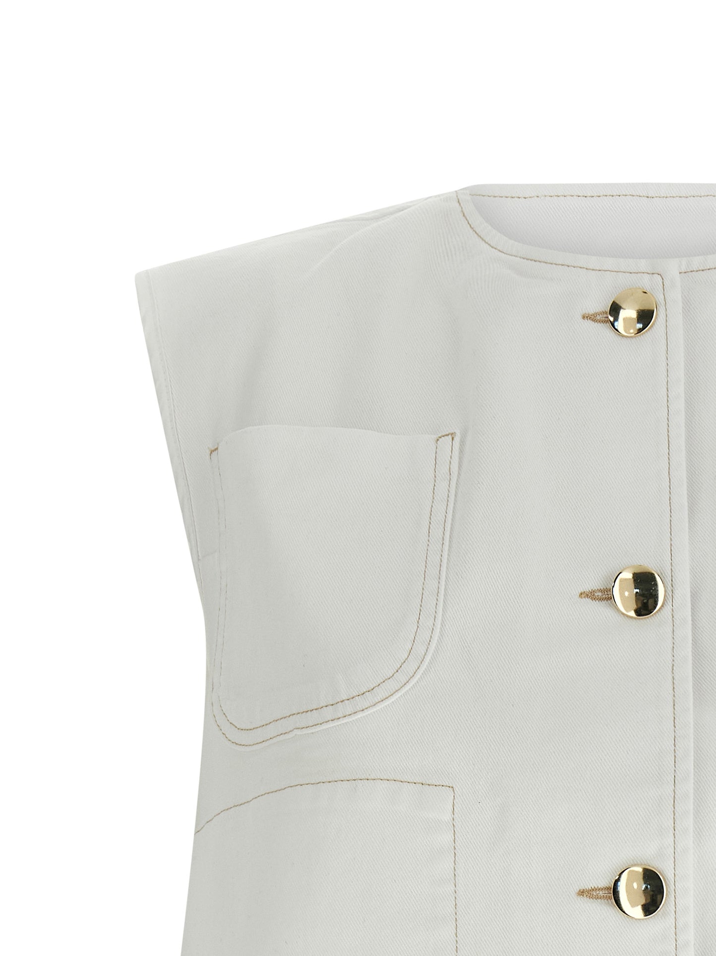 Fabiana Filippi White Cotton Sleeveless Jacket