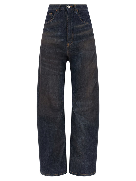 Jeans by MM6 Maison Margiela for women in denim cotton blue features a refined silhouette with a refined straight-leg & wide, defined by a high rise and a refined long for a refined finish.
