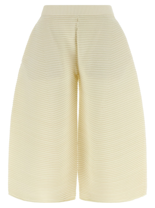 Issey Miyake Women's Wide Cropped Polyester & Nylon Trousers - White