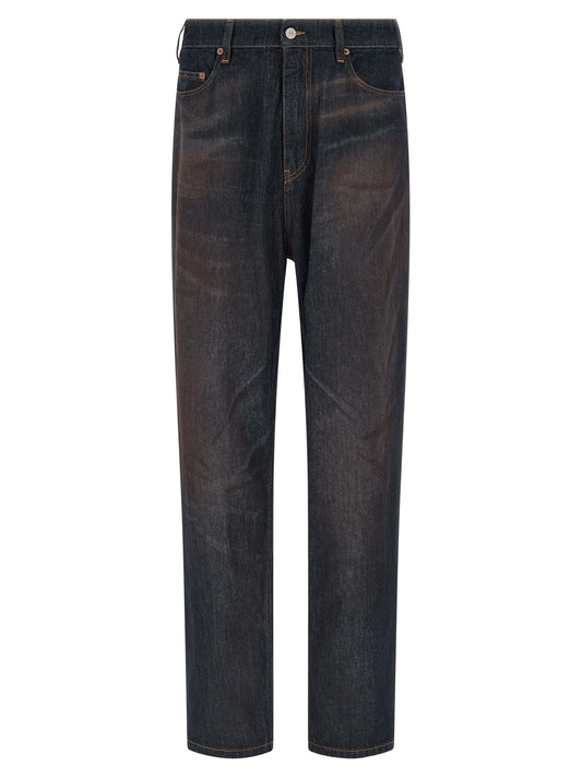 Jeans by MM6 Maison Margiela for men in cotton denim blue features a refined silhouette with a refined straight-leg, defined by a high rise and a refined long for a refined finish.
