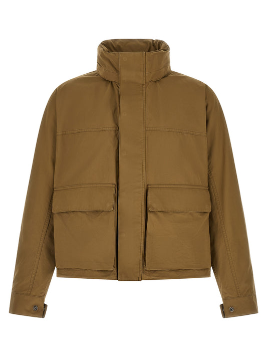 Hooded Parka by Lemaire for men in cotton bicolour & green features a modern silhouette, showcasing a sophisticated hooded high-neck neckline and premium lightweight, pockets & hooded for a truly modern finish.