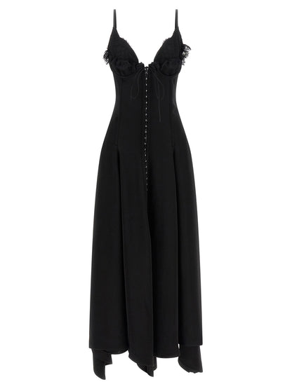 Alexander McQueen Black Acetate Long Dress