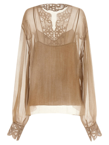 Ermanno Scervino Beige Silk Blouse