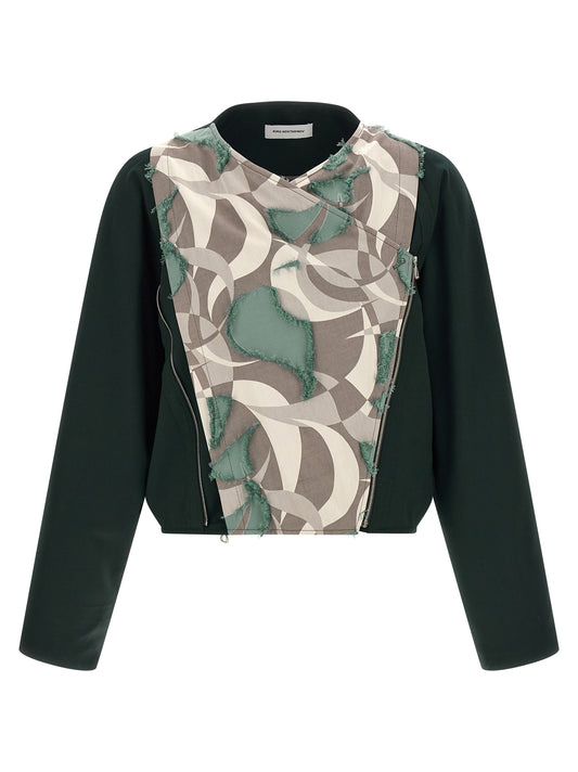 Kiko Kostadinov Men's Blouson V Neck Virgin Wool Windbreaker Jacket - Multicolor Patterned