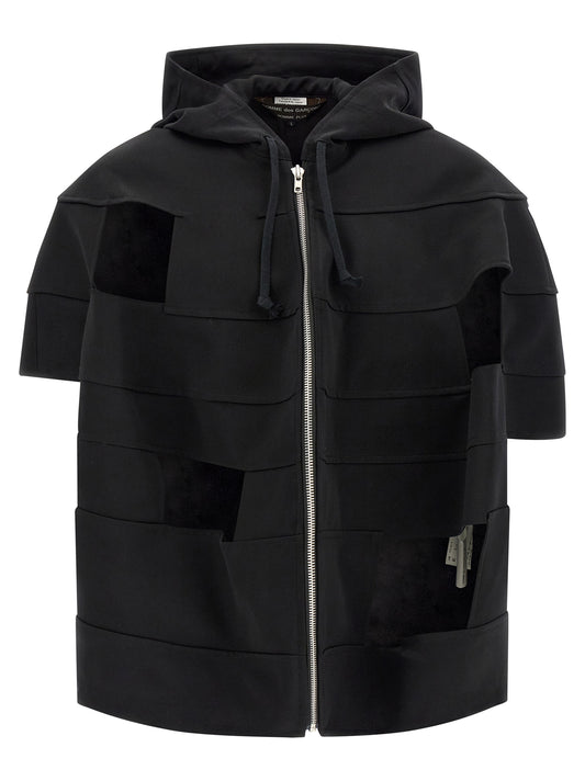 Comme Des Garçons Men's Cupro Wool Hooded Windbreaker Jacket - Black