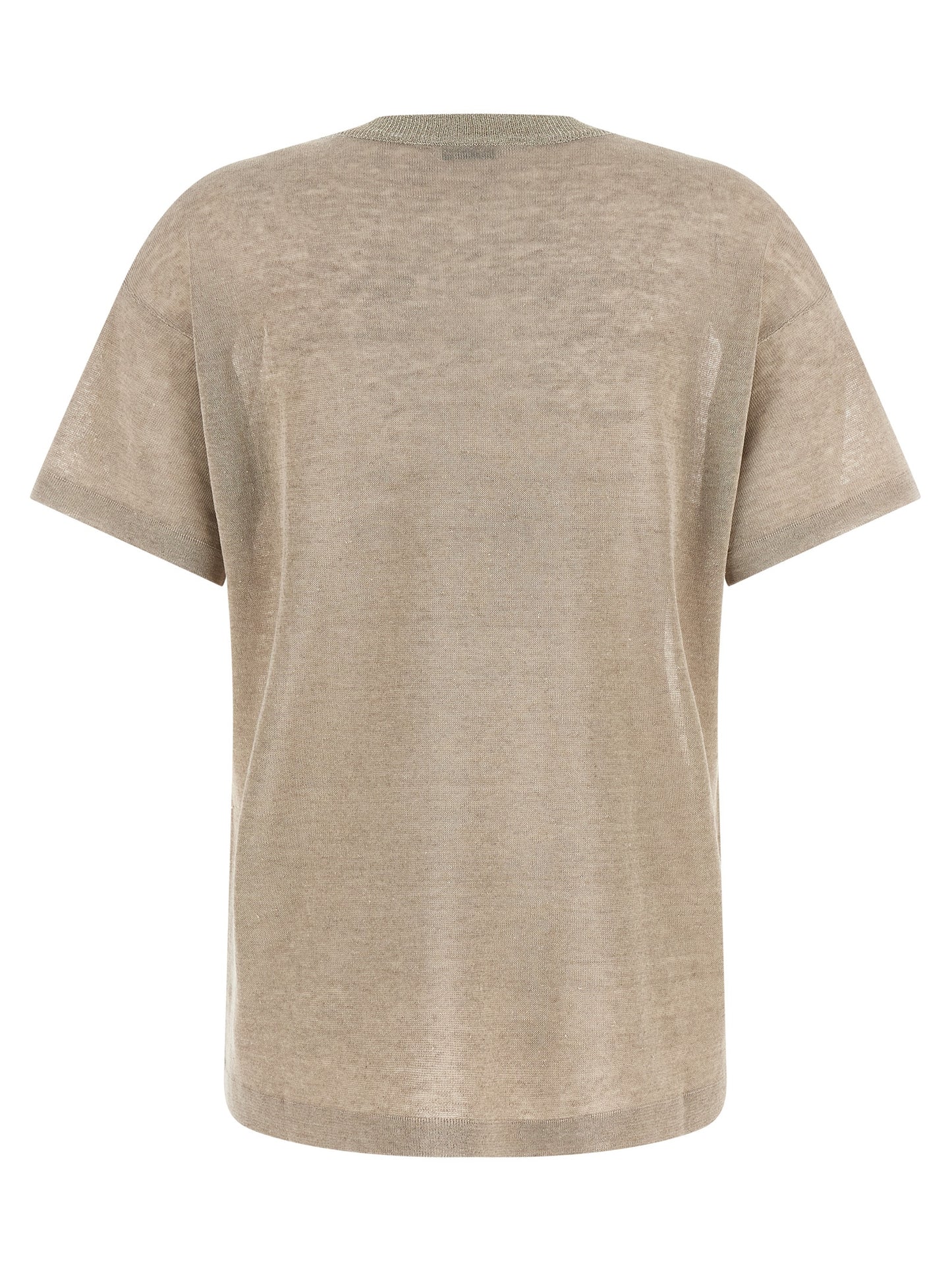 Cardigan by Brunello Cucinelli for women in linen polyamide & viscose beige, transparent & signature features an impeccable silhouette, showcasing a sophisticated and detail for a truly impeccable finish.