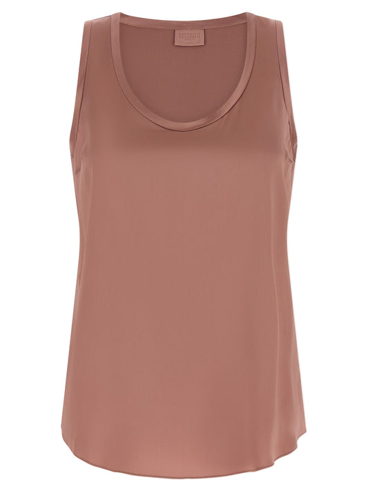 Brunello Cucinelli Multicolor Silk Sleeveles T-Shirt