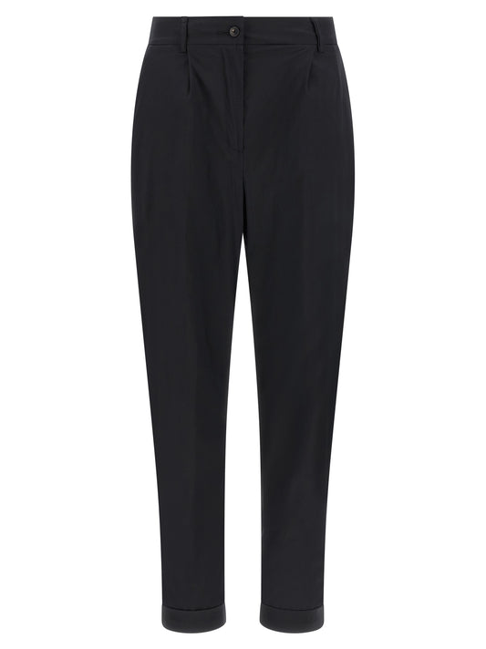 Kiton Black Cotton Casual Pants