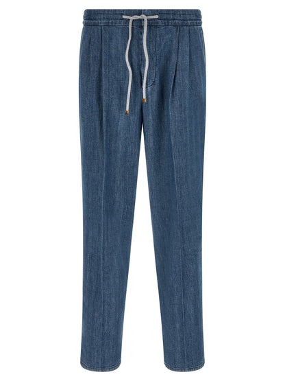 Brunello Cucinelli Blue Cotton Relaxed Fit Jeans