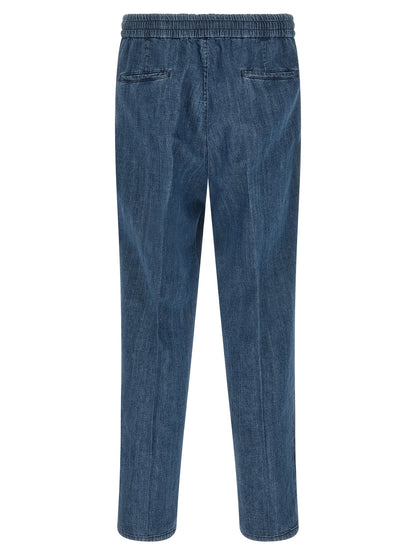 Brunello Cucinelli Blue Cotton Relaxed Fit Jeans