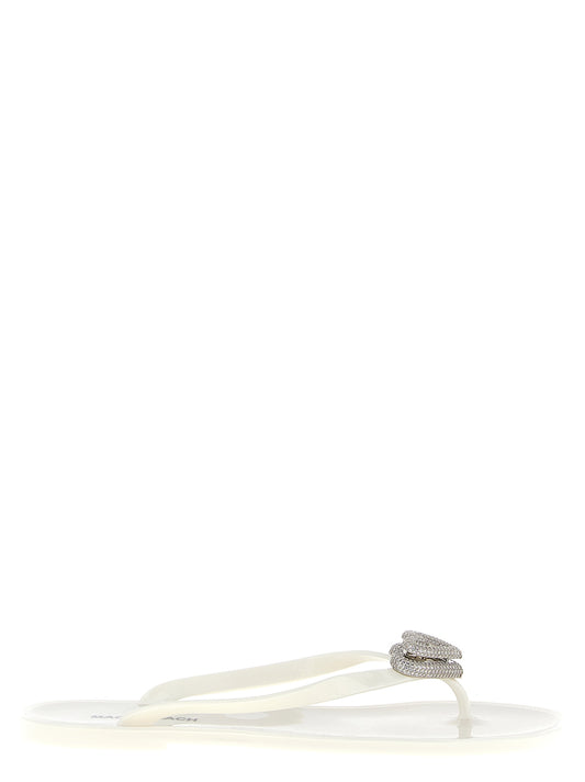 Sliders Sandals Flat Shoes by MACH & MACH for women in pvc white showcases a dynamic silhouette, artfully capturing Aren Heart Women's PVC Sliders Sandals Flat Shoes through its distinctive and elegant .
