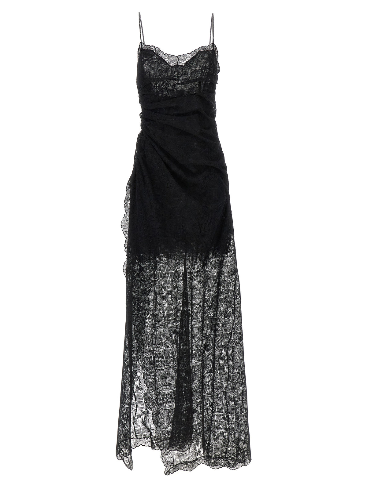 Dress by Ermanno Scervino for women in polyamide polyester & lace black features an cute silhouette, detailed with a sleeveless and split square neckline that elegantly flows into a cute long.