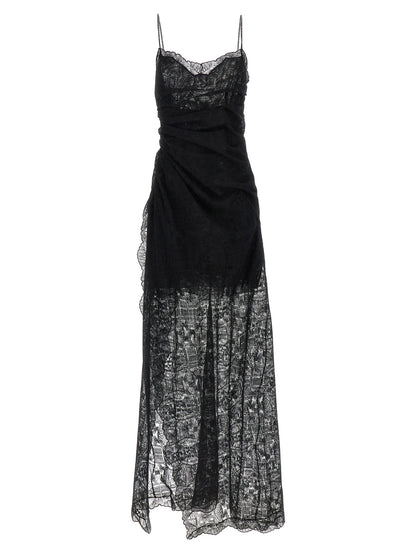 Dress by Ermanno Scervino for women in polyamide polyester & lace black features an cute silhouette, detailed with a sleeveless and split square neckline that elegantly flows into a cute long.