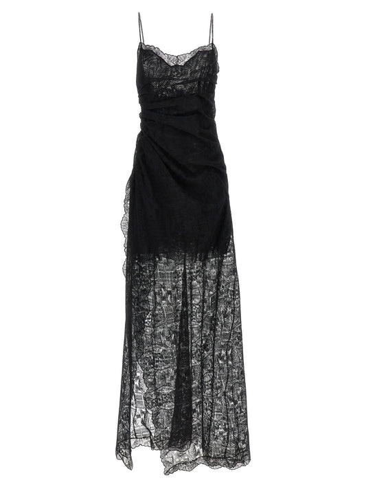Dress by Ermanno Scervino for women in polyamide polyester & lace black features an cute silhouette, detailed with a sleeveless and split square neckline that elegantly flows into a cute long.