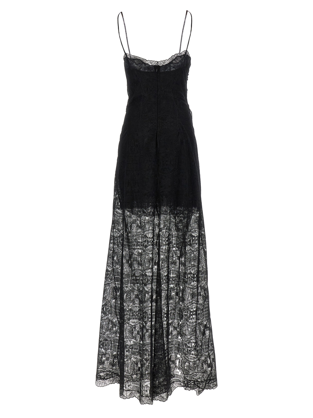 Dress by Ermanno Scervino for women in polyamide polyester & lace black features an sultry silhouette defined by a split square neckline and , falling to an sultry long for a sultry look.