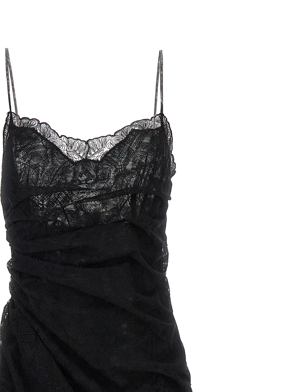 Dress by Ermanno Scervino for women in polyamide polyester & lace black features an eye catching silhouette with a sophisticated split square neckline, elegant , and a refined long for a eye catching aesthetic.
