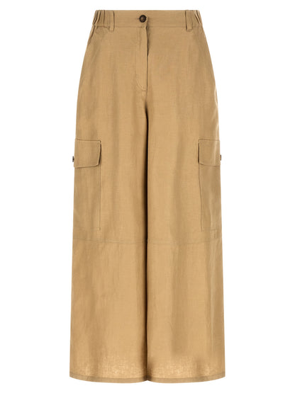 Max Mara Beige Linen Cargo Pants
