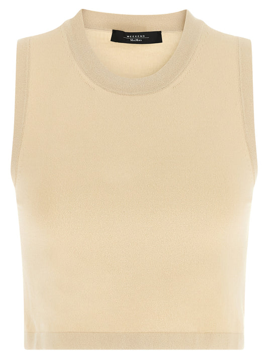 Max Mara Beige Viscose Sleeveles T-Shirt