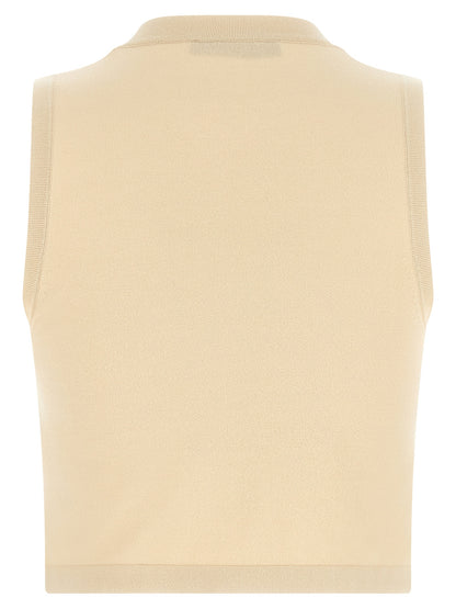 Max Mara Beige Viscose Sleeveles T-Shirt