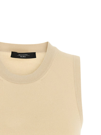 Max Mara Beige Viscose Sleeveles T-Shirt