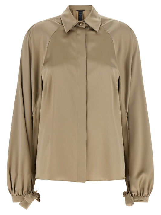 Blouse by Max Mara for women in silk satin beige features an polished silhouette, showcasing a sophisticated and detail for a truly polished finish.