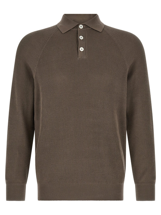 Brunello Cucinelli Brown Cotton Polo Shirt