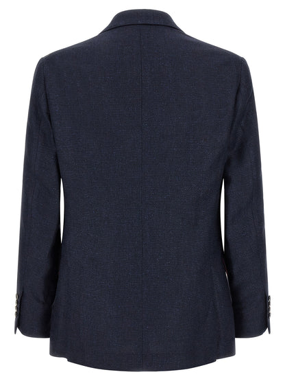 Brunello Cucinelli Blue Silk Two-Piece Suit