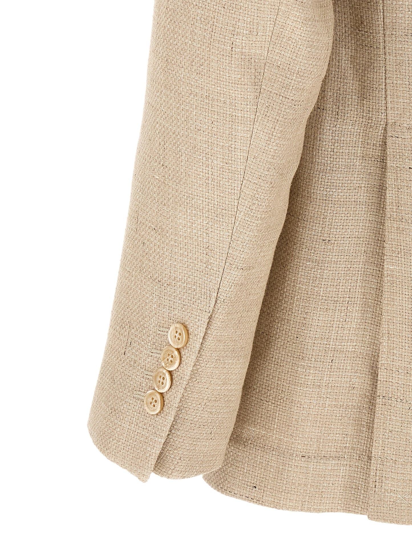 Pant Suit by Brunello Cucinelli for men in linen silk wool beige & horn presents a sharp silhouette, artfully finished with a sharp and a sophisticated for a truly sharp look.