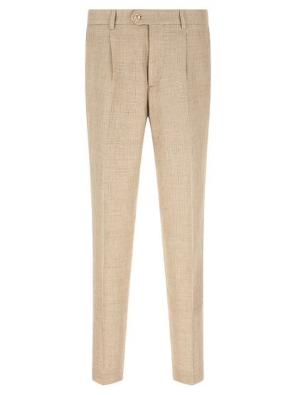 Pant Suit by Brunello Cucinelli for men in linen silk wool beige & horn showcases an bespeak silhouette, artfully detailed with a sophisticated and an bespeak for a refined finish.
