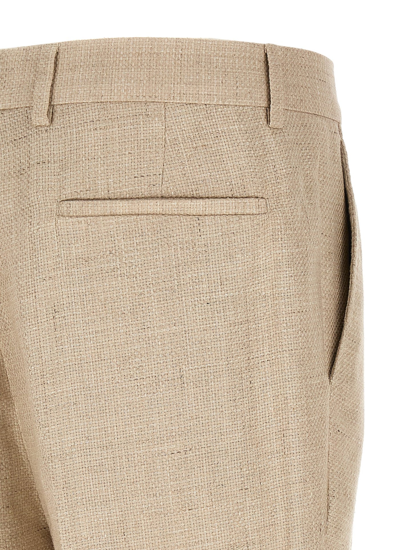 Pant Suit by Brunello Cucinelli for men in linen silk wool beige & horn presents a sharp silhouette, artfully finished with a sharp and a sophisticated for a truly sharp look.