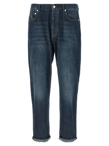 Brunello Cucinelli Blue Cotton Straight-Leg Jeans