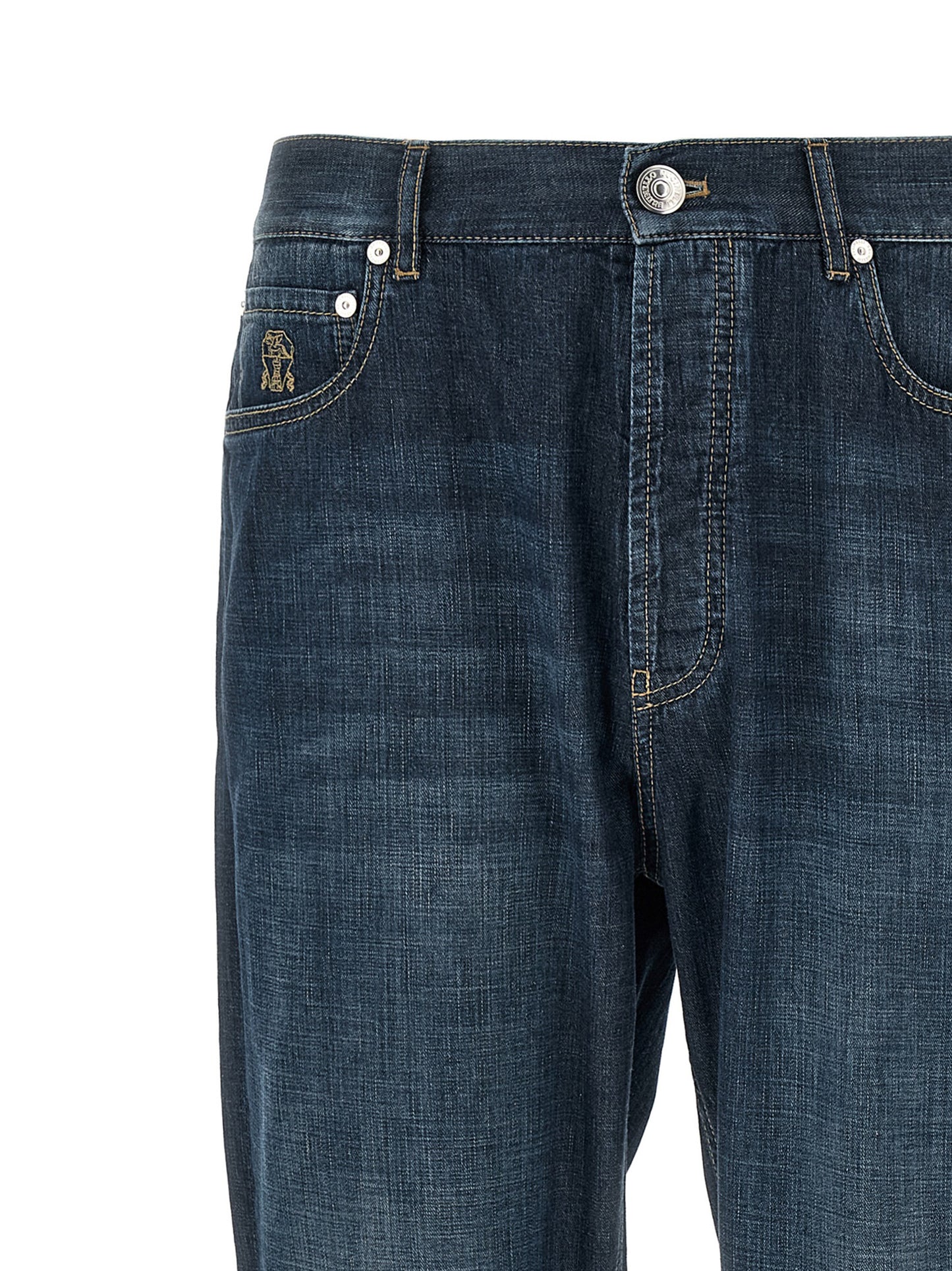 Brunello Cucinelli Blue Cotton Straight-Leg Jeans