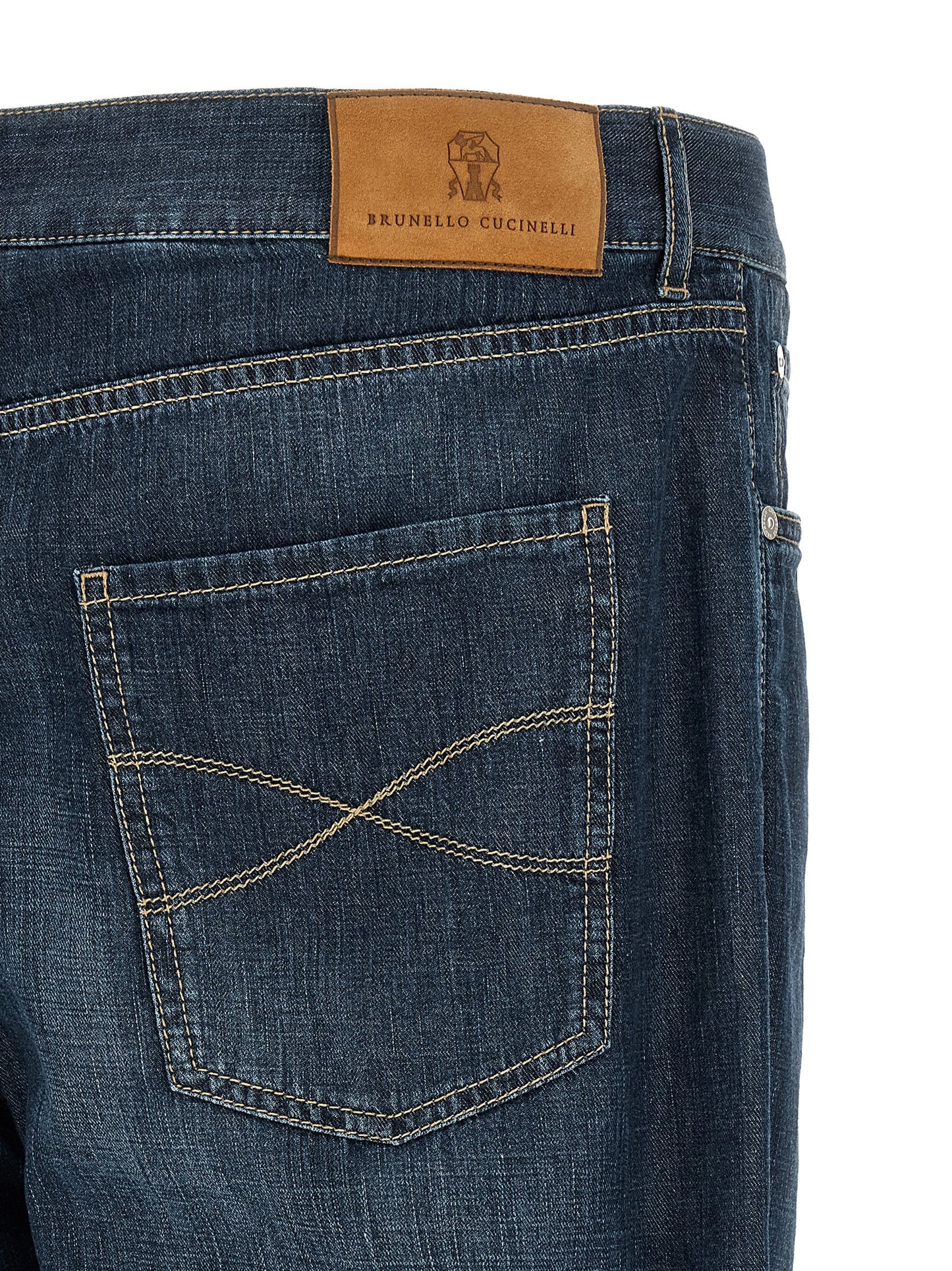 Brunello Cucinelli Blue Cotton Straight-Leg Jeans