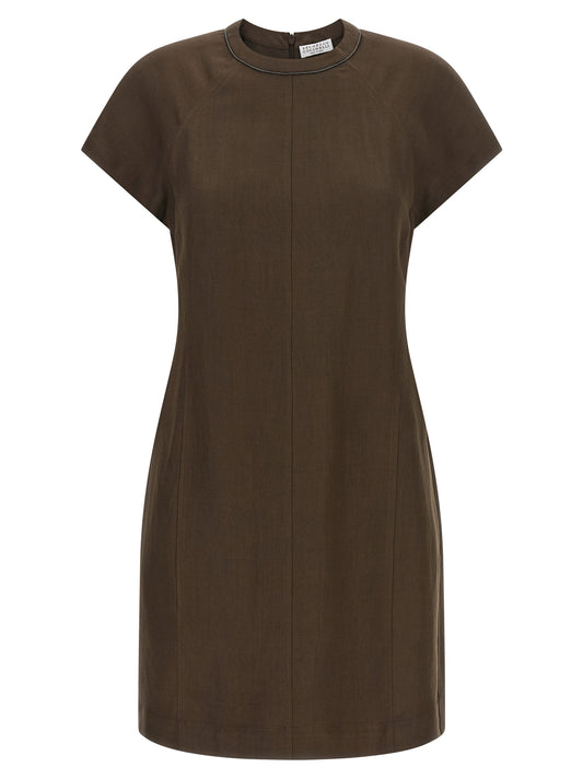 Brunello Cucinelli Brown Viscose Short Dress