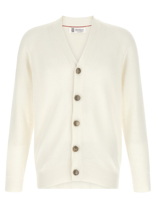 Brunello Cucinelli White Cotton Cardigan