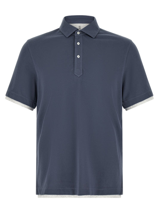 Brunello Cucinelli Blue Cotton Polo Shirt