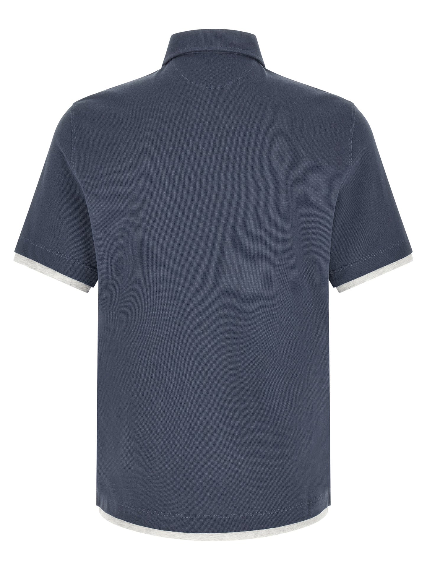 Polo Shirt by Brunello Cucinelli for men in cotton blue presents a distinguished silhouette, showcasing a sophisticated and distinguished for a truly distinguished finish.