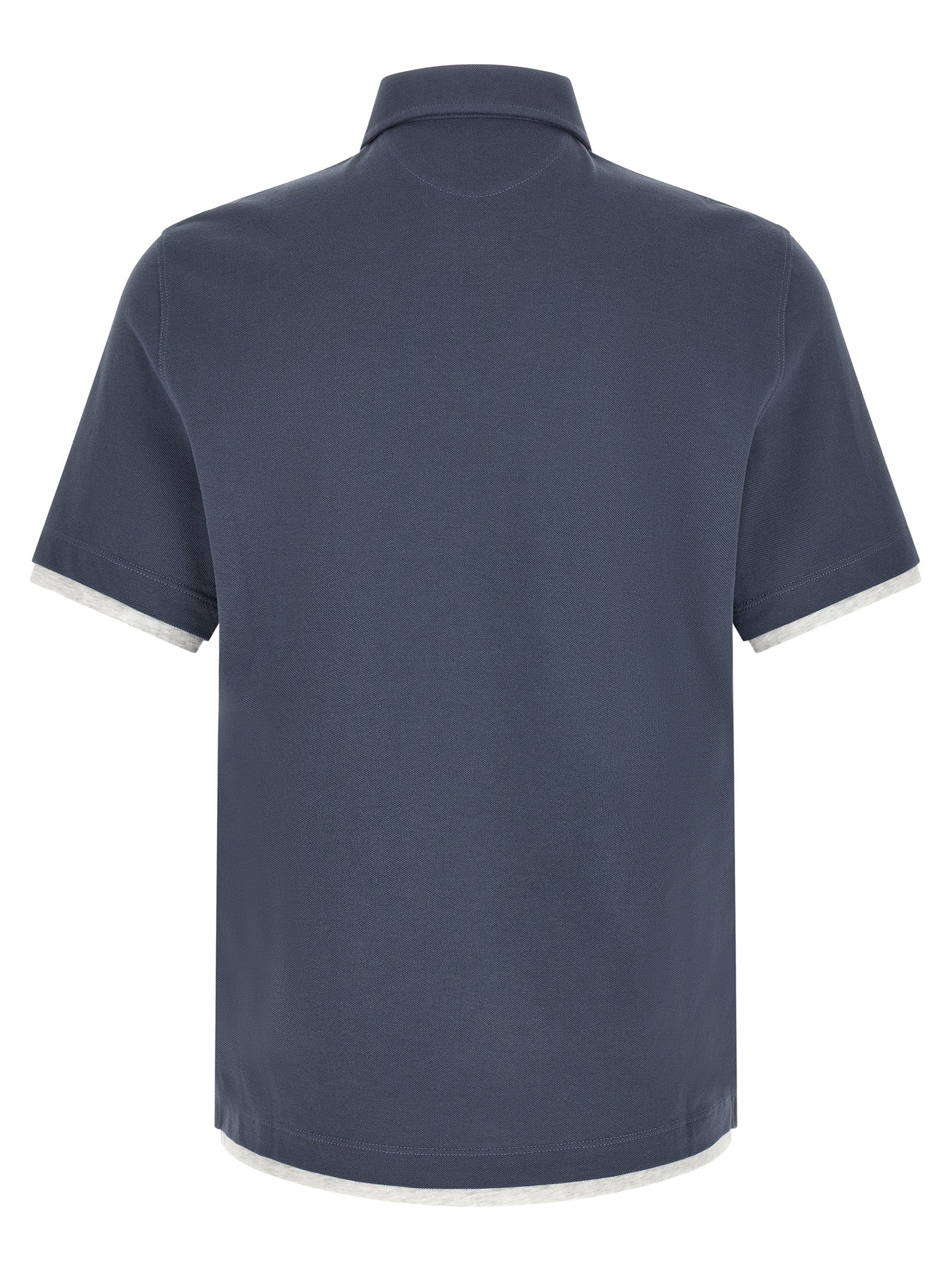 Polo Shirt by Brunello Cucinelli for men in cotton blue presents a distinguished silhouette, showcasing a sophisticated and distinguished for a truly distinguished finish.