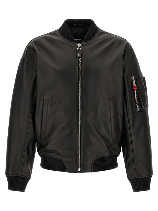 Dsquared² Black Leather Leather Jacket