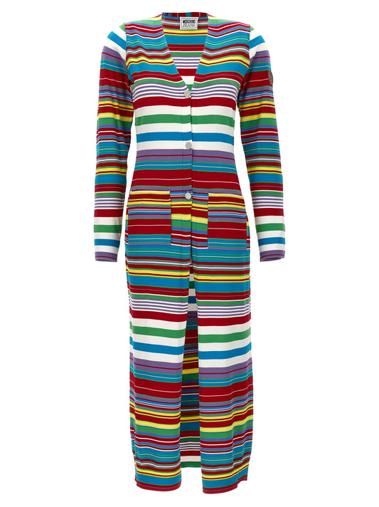 Cardigan by MO5CH1NO JEANS for women in polyester & viscose multicolor, patterned & striped showcases a luxurious silhouette, meticulously detailed with a sophisticated and for a refined finish.