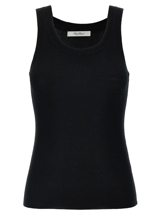 T-Shirt by Max Mara for women in virgin wool black features an on trend silhouette, perfectly showcasing a on trend sleeveless and round neckline for an elevated aesthetic.