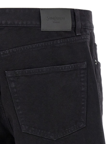Saint Laurent Black Cotton Straight-Leg Jeans