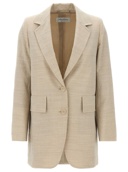 Blazer by Max Mara for women in virgin wool beige features an crisp silhouette with sophisticated and a crisp for a truly crisp finish.
